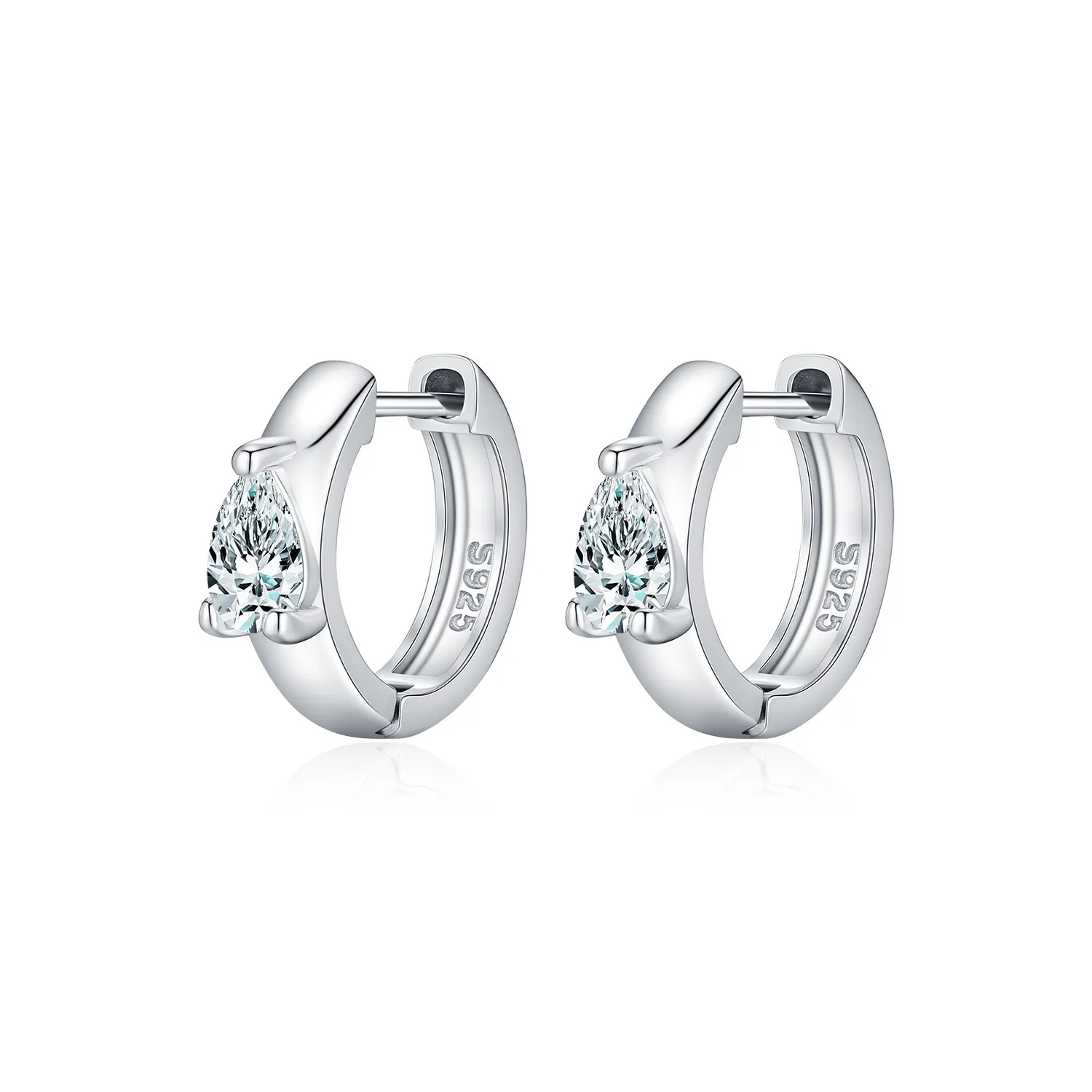 Wholesale 925 Sterling Silver Pear Cut Moissanite Huggie Hoop Earrings 110100112