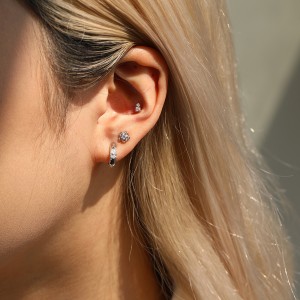 Wholesale 925 Sterling Silver Pear Cut Moissanite Huggie Hoop Earrings 110100112