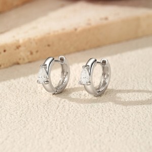 Wholesale 925 Sterling Silver Pear Cut Moissanite Huggie Hoop Earrings 110100112