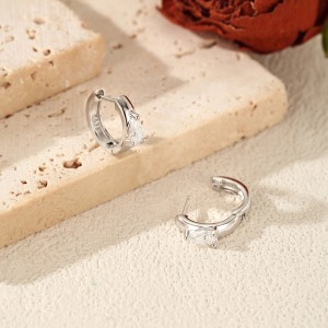 Wholesale 925 Sterling Silver Pear Cut Moissanite Huggie Hoop Earrings 110100112