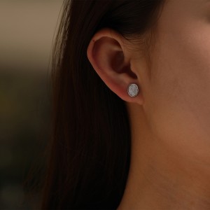 Wholesale 925 Sterling Silver Moissanite Oval Button Stud Earrings 110100113