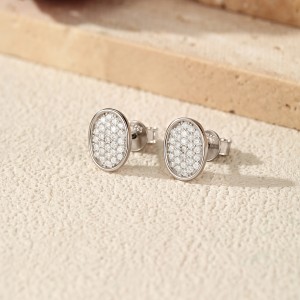 Wholesale 925 Sterling Silver Moissanite Oval Button Stud Earrings 110100113