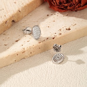 Wholesale 925 Sterling Silver Moissanite Oval Button Stud Earrings 110100113