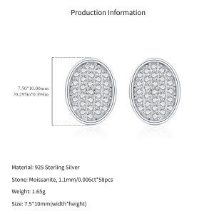 Wholesale 925 Sterling Silver Moissanite Oval Button Stud Earrings 110100113