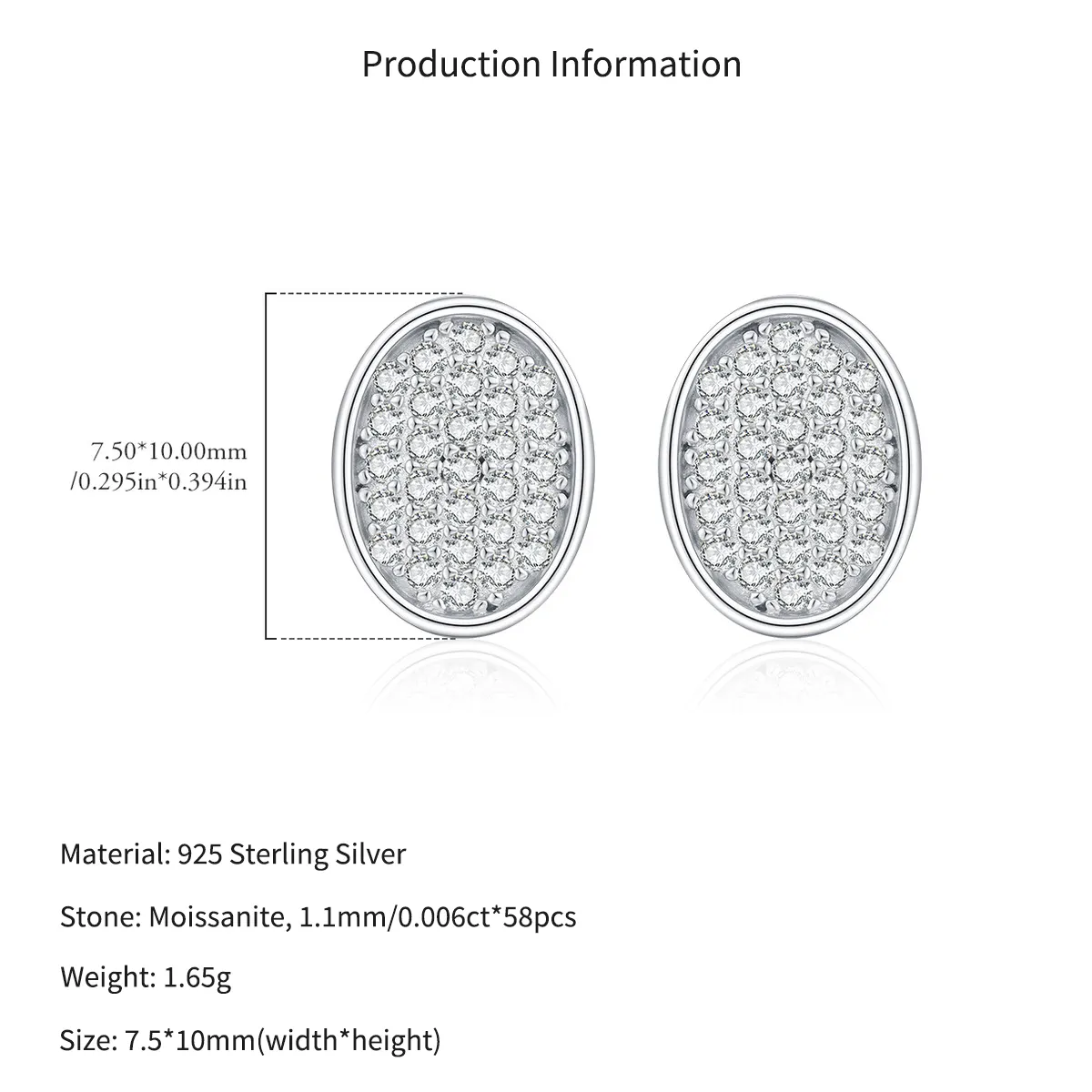 Wholesale 925 Sterling Silver Moissanite Oval Button Stud Earrings 110100113 - image2