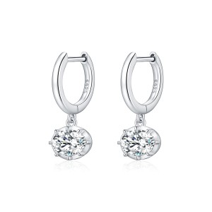 Wholesale 925 Sterling Silver 1ct Moissanite Dangle Hoop Earrings 110100114 Wholesale 925 Sterling Silver 1ct Moissanite Dangle Hoop Earrings 110100114