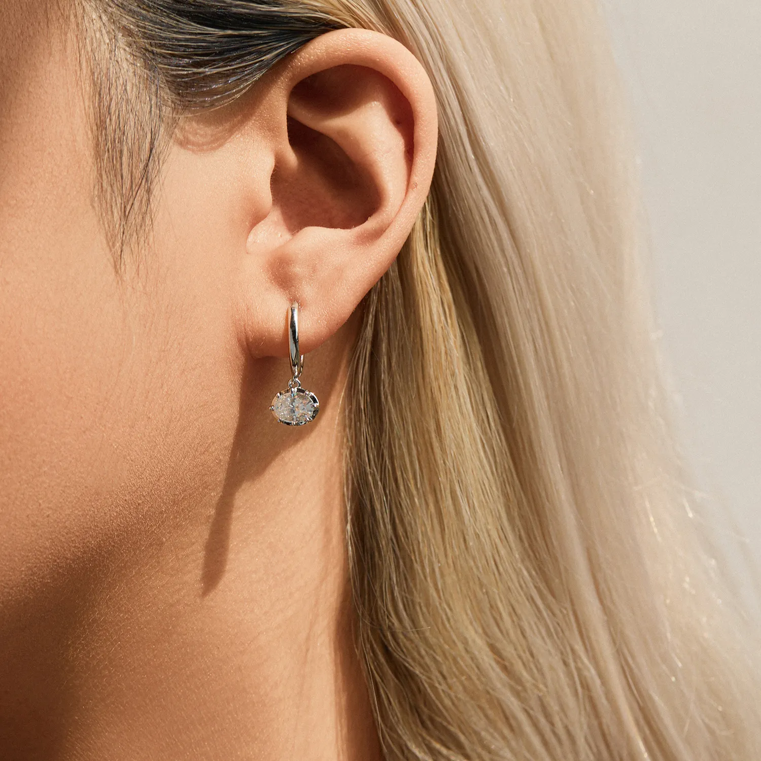 Wholesale 925 Sterling Silver 1ct Moissanite Dangle Hoop Earrings 110100114 - image1