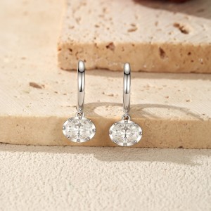 Wholesale 925 Sterling Silver 1ct Moissanite Dangle Hoop Earrings 110100114 Wholesale 925 Sterling Silver 1ct Moissanite Dangle Hoop Earrings 110100114