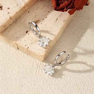 Wholesale 925 Sterling Silver 1ct Moissanite Dangle Hoop Earrings 110100114 Wholesale 925 Sterling Silver 1ct Moissanite Dangle Hoop Earrings 110100114