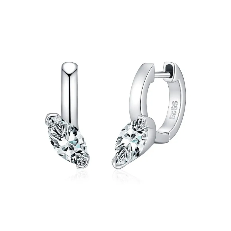 Wholesale 925 Sterling Silver 0.5ct Marquise Moissanite Hoop Earrings 110100115