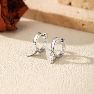 Wholesale 925 Sterling Silver 0.5ct Marquise Moissanite Hoop Earrings 110100115