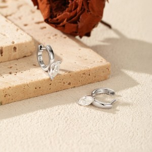 Wholesale 925 Sterling Silver 0.5ct Marquise Moissanite Hoop Earrings 110100115