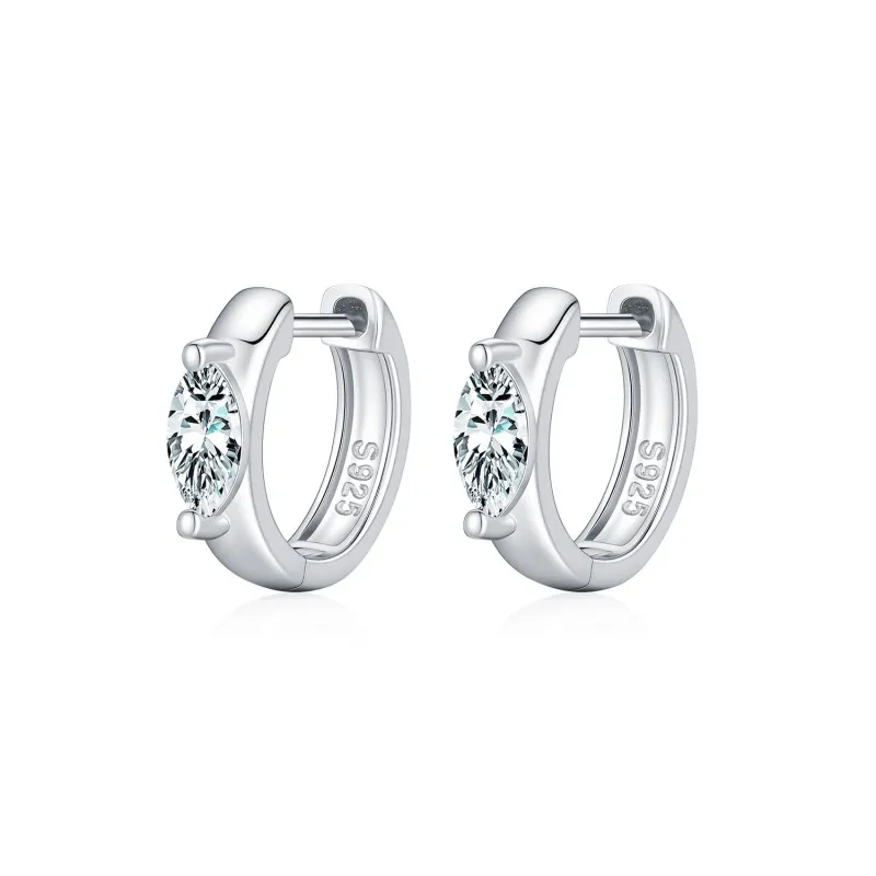 Wholesale 925 Sterling Silver 0.3ct Marquise Moissanite Huggie Hoop Earrings 110100116