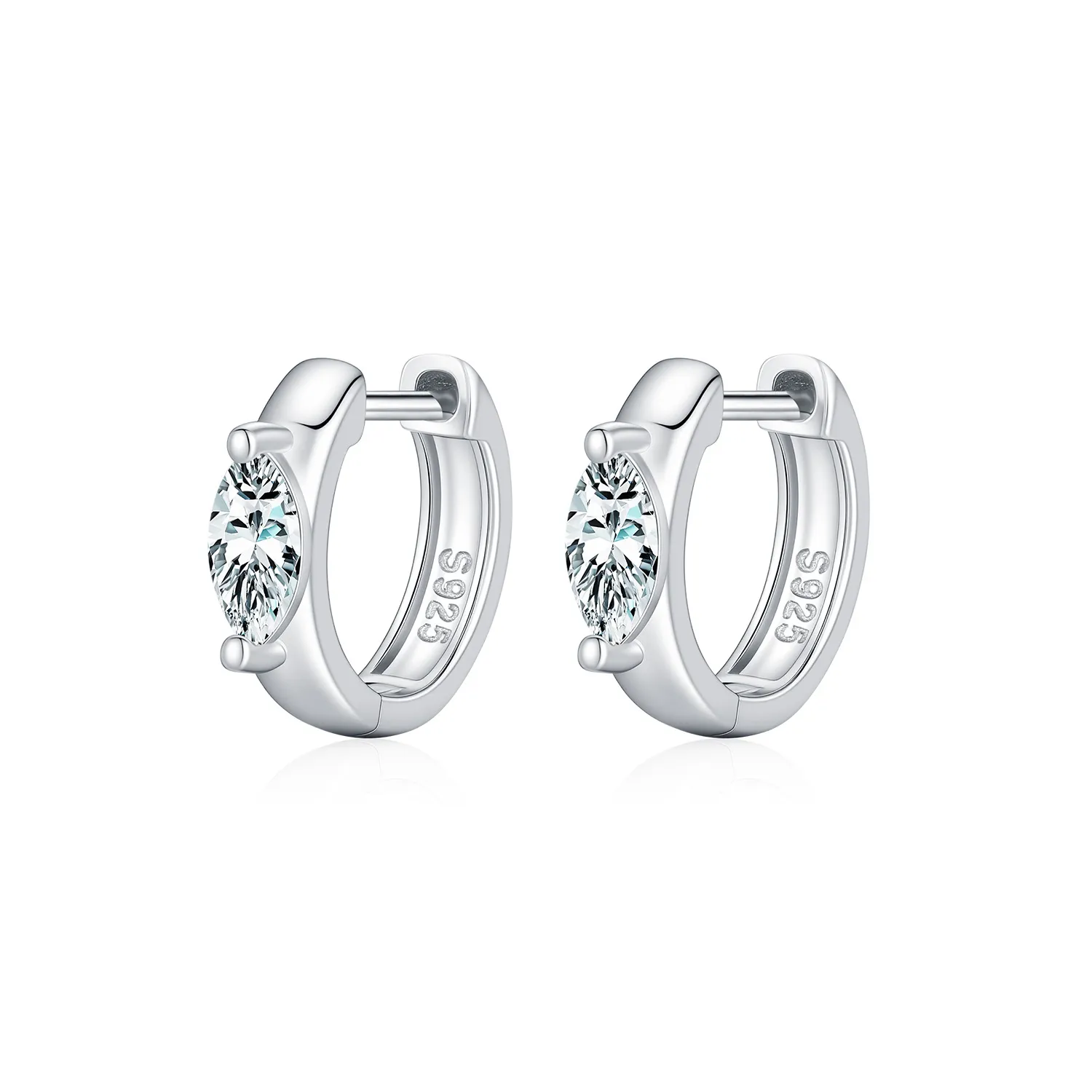 Wholesale 925 Sterling Silver 0.3ct Marquise Moissanite Huggie Hoop Earrings 110100116