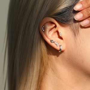 Wholesale 925 Sterling Silver 0.3ct Marquise Moissanite Huggie Hoop Earrings 110100116