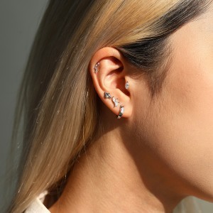 Wholesale 925 Sterling Silver 0.3ct Marquise Moissanite Huggie Hoop Earrings 110100116