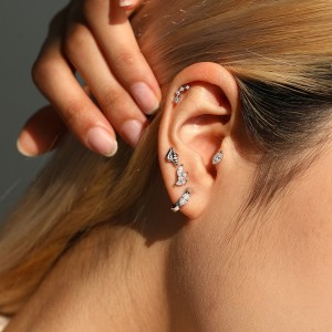 Wholesale 925 Sterling Silver 0.3ct Marquise Moissanite Huggie Hoop Earrings 110100116
