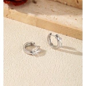 Wholesale 925 Sterling Silver 0.3ct Marquise Moissanite Huggie Hoop Earrings 110100116