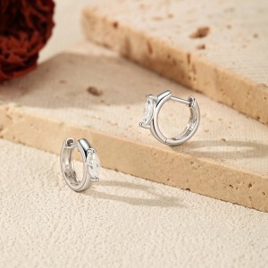 Wholesale 925 Sterling Silver 0.3ct Marquise Moissanite Huggie Hoop Earrings 110100116