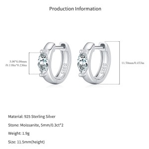 Wholesale 925 Sterling Silver 0.3ct Marquise Moissanite Huggie Hoop Earrings 110100116