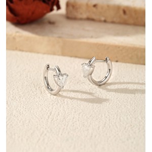 Wholesale 925 Sterling Silver 0.5ct Heart Moissanite Huggie Hoop Earrings 110100117 Wholesale 925 Sterling Silver 0.5ct Heart Moissanite Huggie Hoop Earrings 110100117