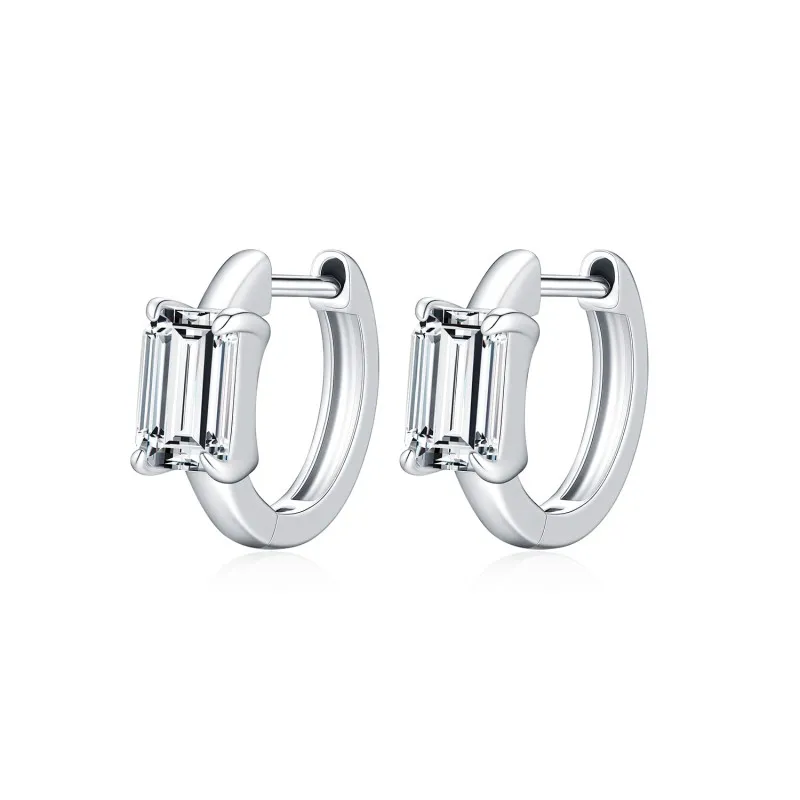 Wholesale 925 Sterling Silver 0.8ct Moissanite Huggie Hoop Earrings 110100118