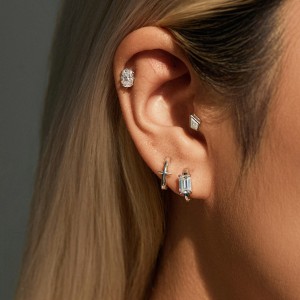 Wholesale 925 Sterling Silver 0.8ct Moissanite Huggie Hoop Earrings 110100118 Wholesale 925 Sterling Silver 0.8ct Moissanite Huggie Hoop Earrings 110100118
