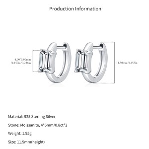 Wholesale 925 Sterling Silver 0.8ct Moissanite Huggie Hoop Earrings 110100118 Wholesale 925 Sterling Silver 0.8ct Moissanite Huggie Hoop Earrings 110100118