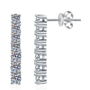 925 Silver Moissanite Tennis Bar Stud Earrings 110100083 925 Silver Moissanite Tennis Bar Stud Earrings 110100083