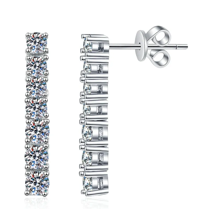 925 Silver Moissanite Tennis Bar Stud Earrings 110100083