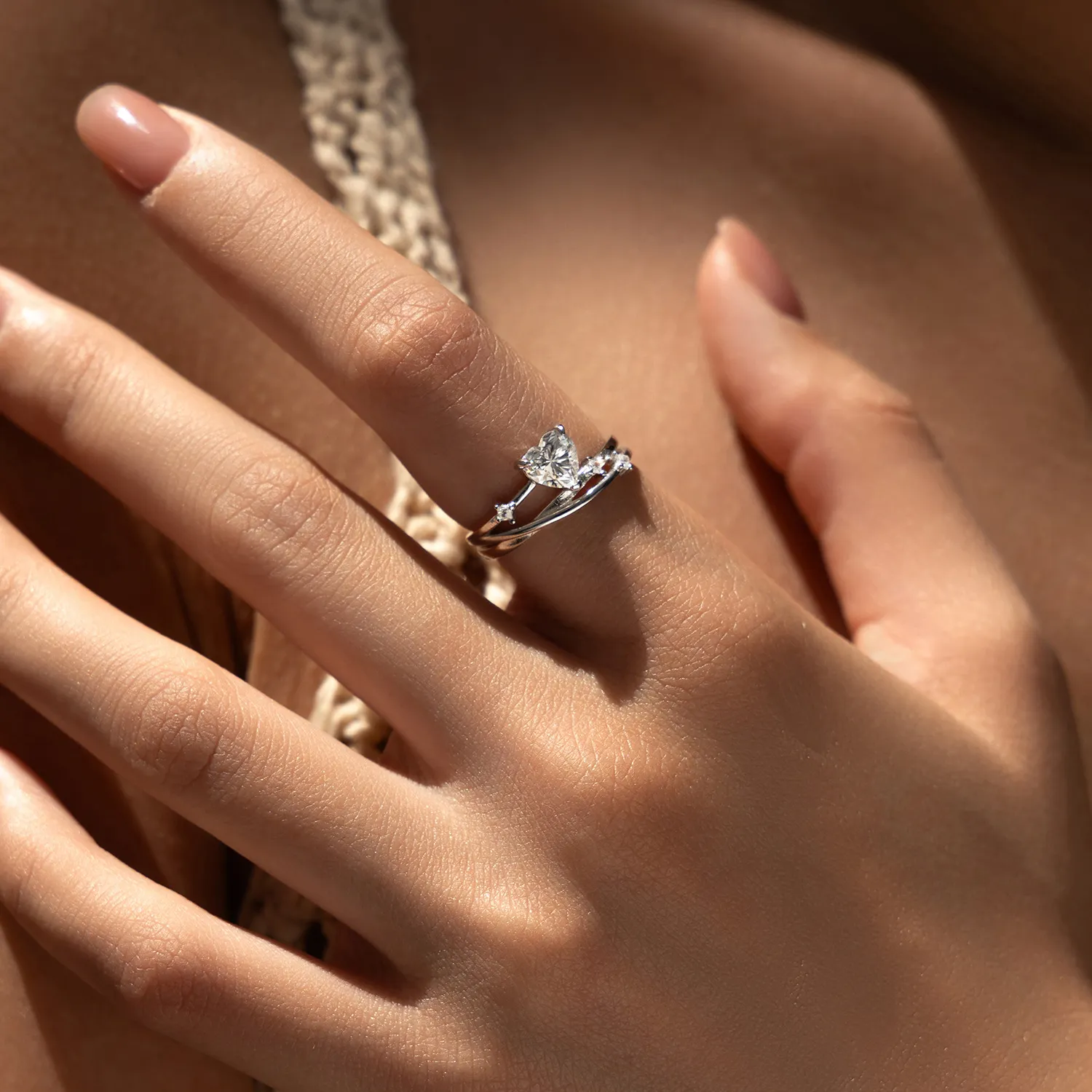 S925 Cross Heart Moissanite Ring 110200006 - image1