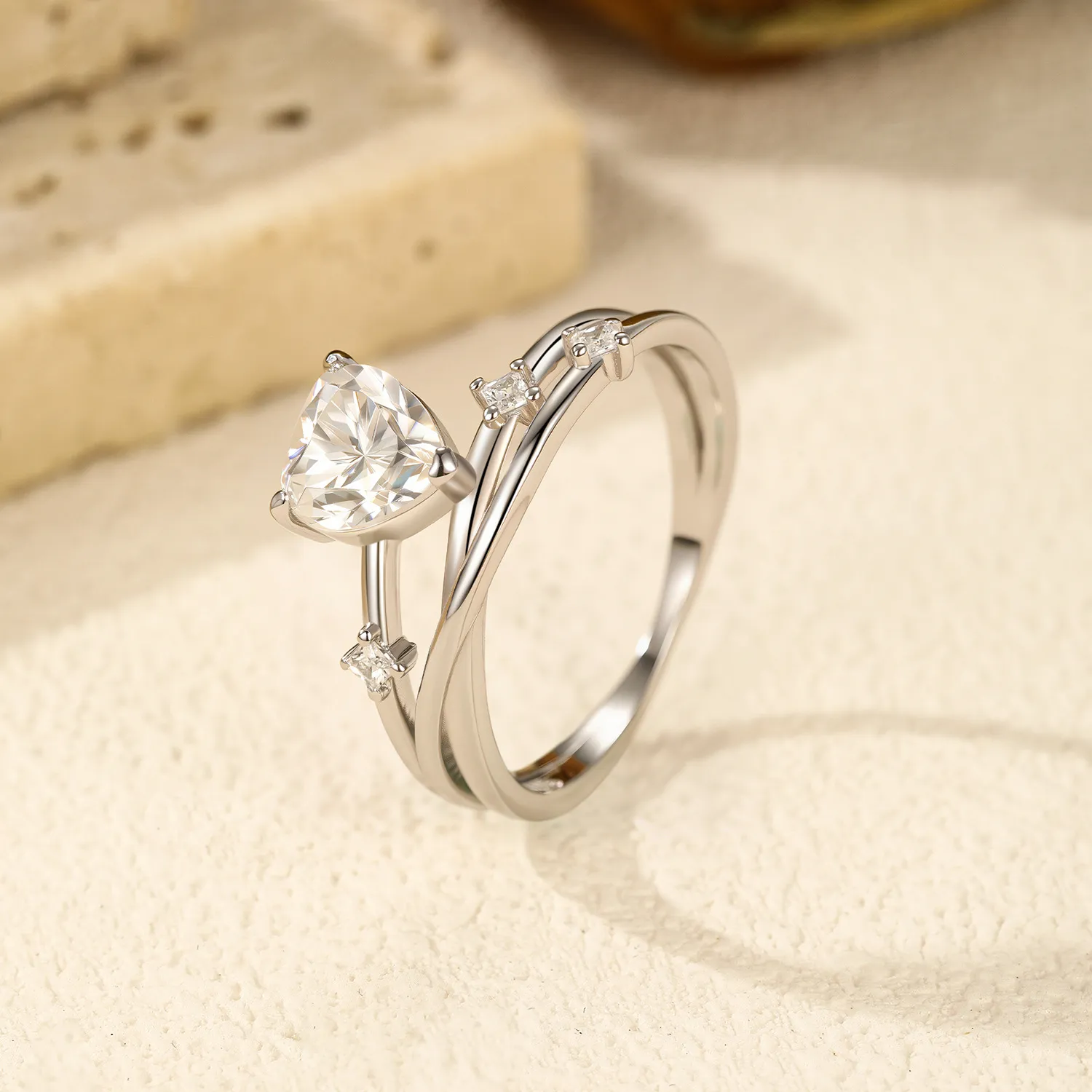 S925 Cross Heart Moissanite Ring 110200006 - image2