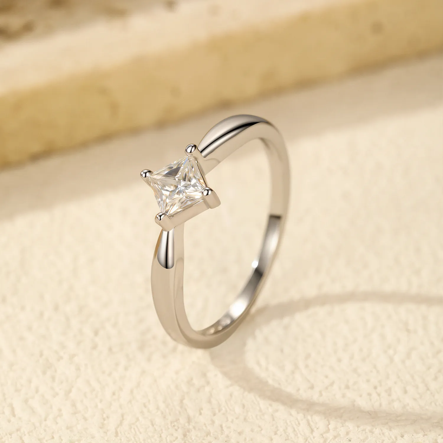S925 Sparkle Square Moissanite Ring 110200007 - image2