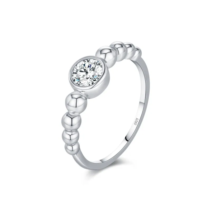 S925 Bubble Beads Moissanite Ring110200009