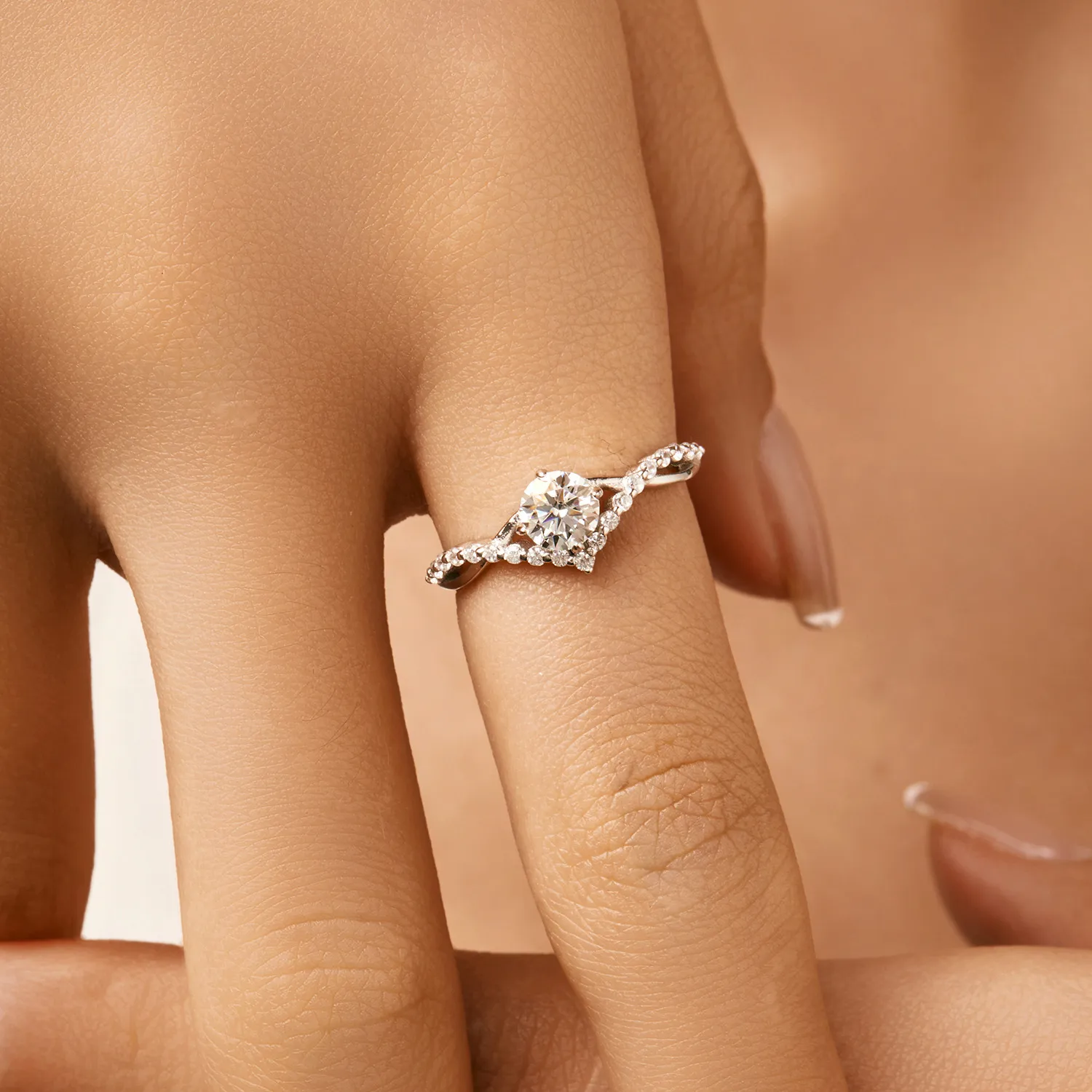 S925 Moissanite Halo Solitaire Wedding Ring 110200011 - image2