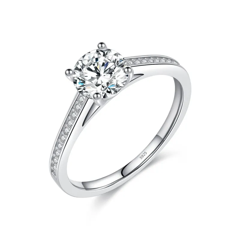 925 Sterling Silver Moissanite Wedding Ring 110200019
