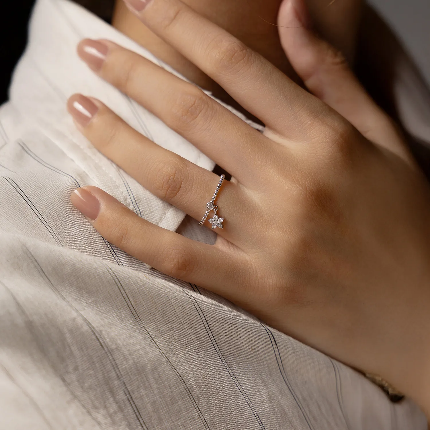 925 Sterling Silver Moissanite Star Pendant Ring 110200040 - image1