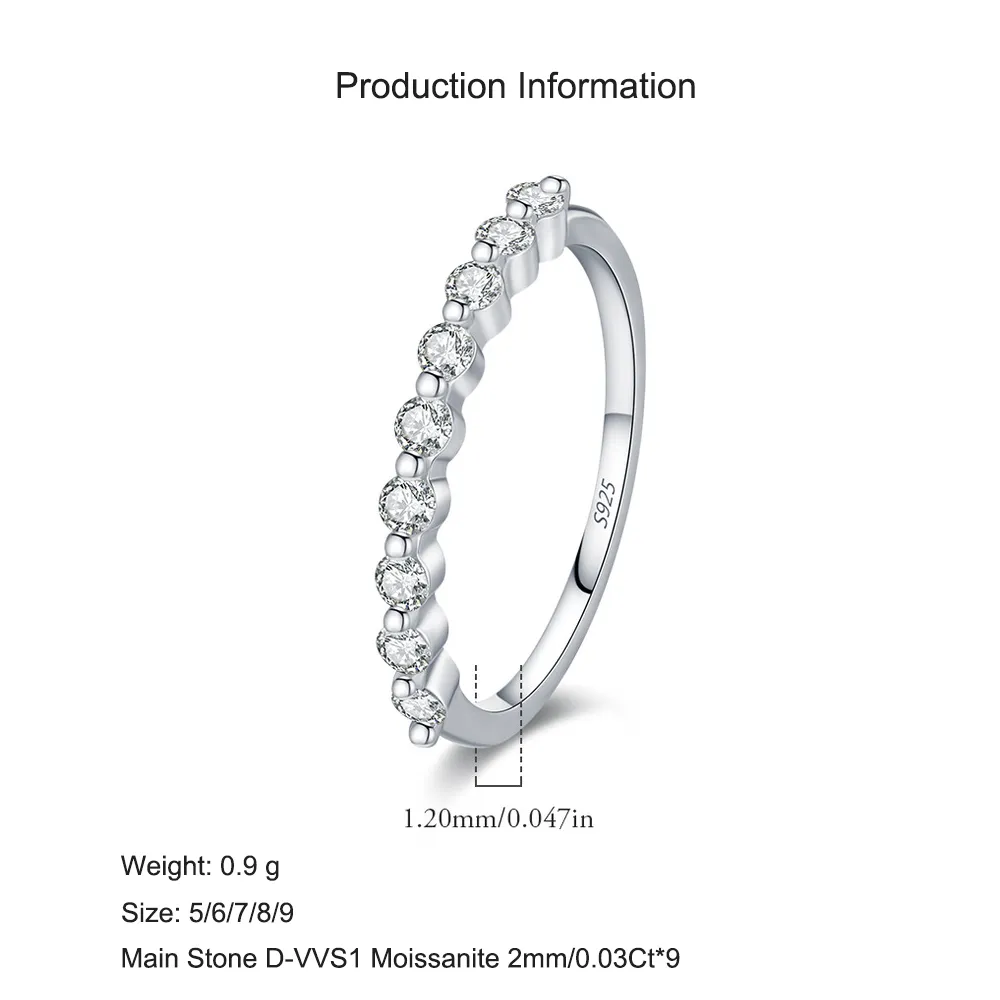 925 Sterling Silver Moissanite Stacking Ring 110200041 - image2