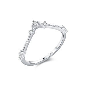 925 Sterling Silver V-Shaped Moissanite Ring 110200043
