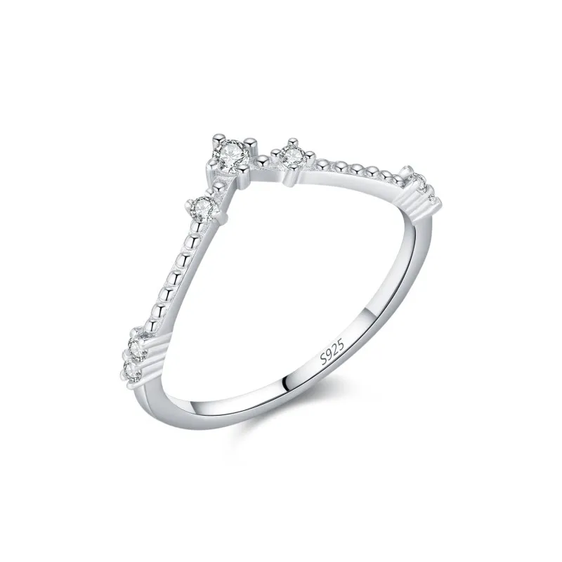 925 Sterling Silver V-Shaped Moissanite Ring 110200043