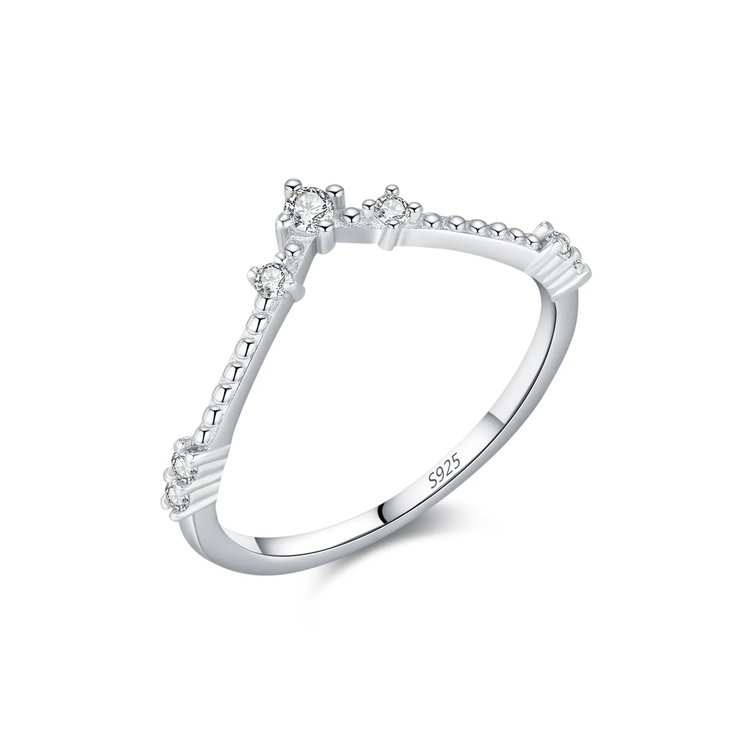 925 Sterling Silver V-Shaped Moissanite Ring 110200043