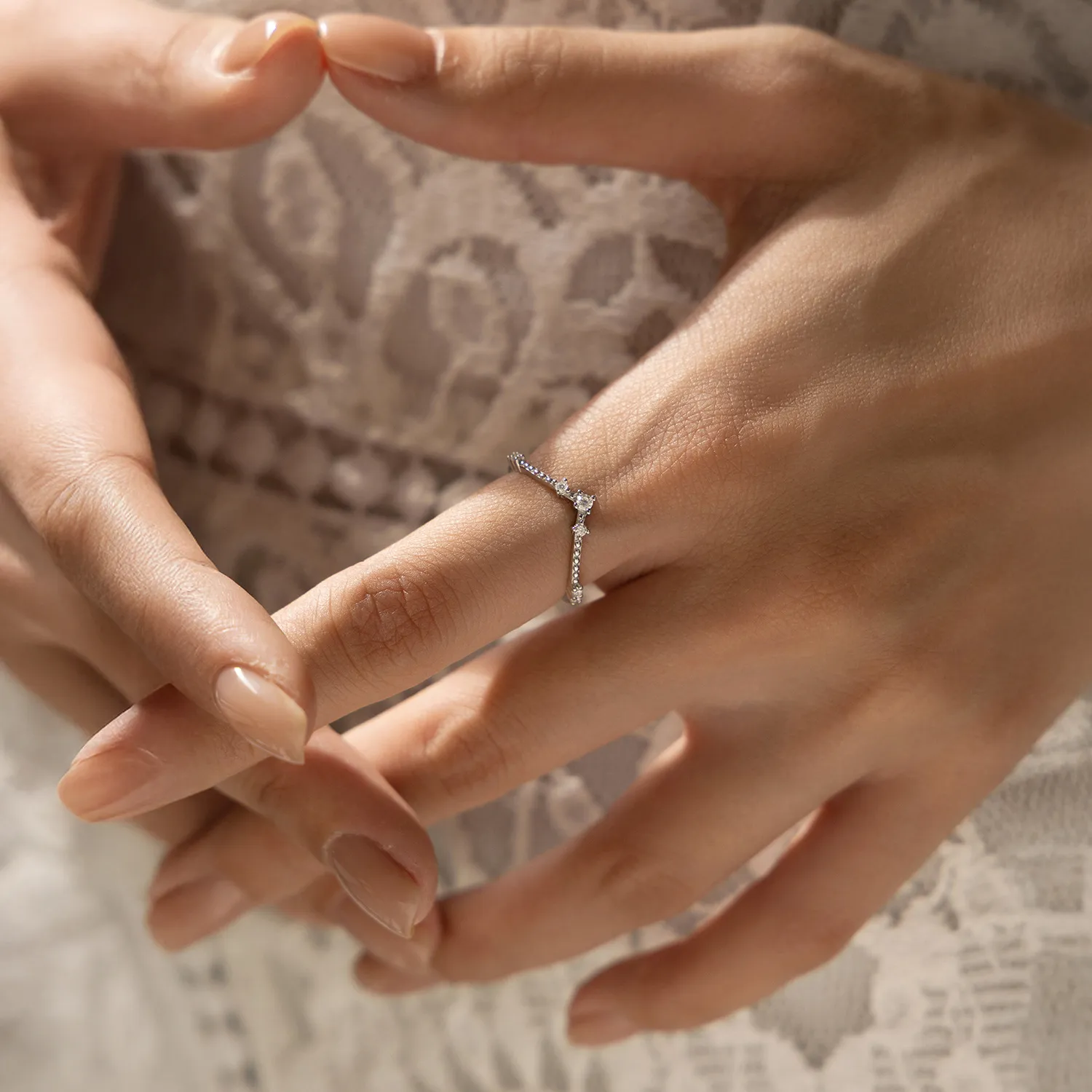 925 Sterling Silver V-Shaped Moissanite Ring 110200043 - image1