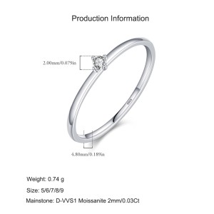 925 Sterling Silver Moissanite Solitaire Ring 110200045