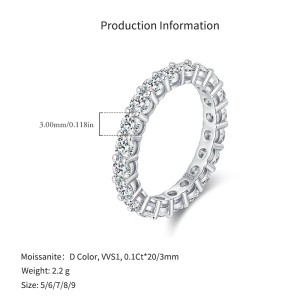 925 Sterling Silver Full Eternity Moissanite Band Ring 110200047
