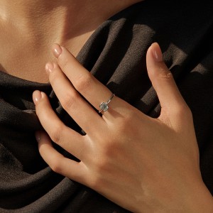 925 Sterling Silver Emerald Cut Moissanite Solitaire Ring 110200048