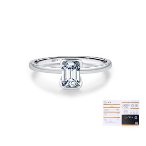 925 Sterling Silver Emerald Cut Moissanite Solitaire Ring 110200048