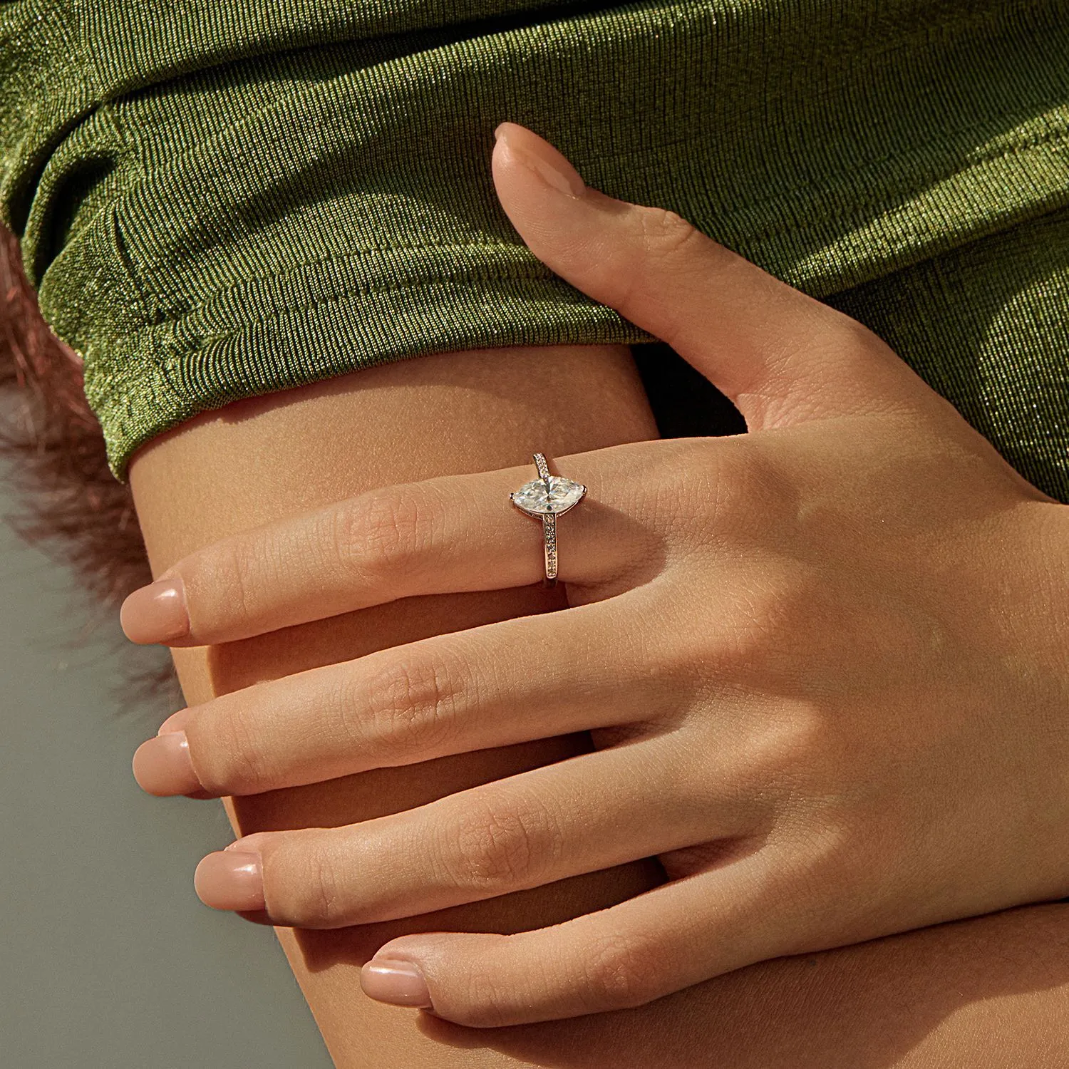 925 Sterling Silver 1Ct Marquise Moissanite Bridal Ring 110200049 - image1