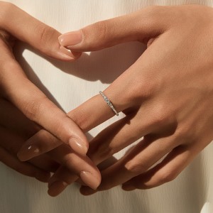 925 Sterling Silver Shared Prong Moissanite Eternity Ring 110200051 925 Sterling Silver Shared Prong Moissanite Eternity Ring 110200051