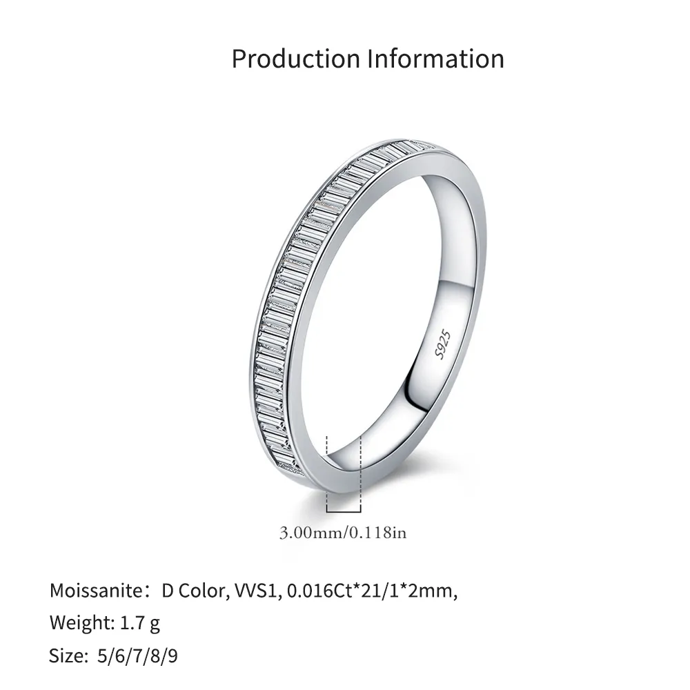 925 Sterling Silver Shared Prong Moissanite Eternity Ring 110200051 - image2