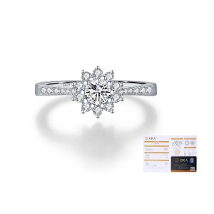 925 Sterling Silver Flower Halo Pave Moissanite Ring 110200056 925 Sterling Silver Flower Halo Pave Moissanite Ring 110200056